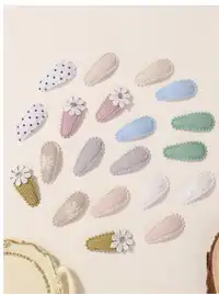 50/20/10 Pieces Baby Girl Cute Toddler Press Button Hair Clips With Flower Pattern  Carousel 4