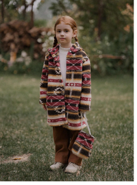 Young Girl Geometric Pattern Button Decor Jacket Carousel 2