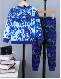 Young Boy Shark Print Sweatshirt & Sweatpants Carousel 2
