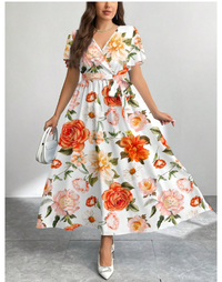 Retro Floral Flower Pattern Loose Plus Size Dress