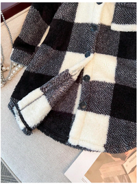 Young Girl Fall/Winter Clothes Young Girl Double-Faced Black & White Checkered Long Sleeve Carousel 2