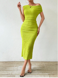 Women'S Oblique Shoulder Ruffled Dress Maxi Women Outfit Carousel 3