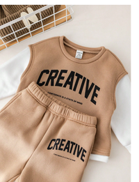 2pcs Baby Boy/Girl Casual Loose 2 In 1 Letter Graphic Sweatshirt & Pants Set Carousel 5