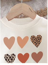 Baby Girl Cute Sweet Leopard Print Heart Pattern Beige Knit Soft Pullover Casual Outfit Carousel 2