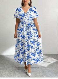  Floral Print Loose Plus Size Dress
