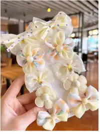 10pcs Cute Floral Bow Cartoon Hair Clips For Little Girls, Sweet And Adorable, Packaged Without Card