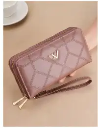  Women's Medium Fashion Wallet Clutch Bag Double Zipper