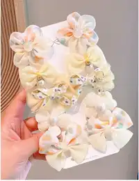 10pcs Cute Floral Bow Cartoon Hair Clips For Little Girls, Sweet And Adorable