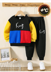 pcs/Set Young Boys Casual Lovely Daily Comfortable Versatile Color-Blocking Crew Neck Long Carousel 1