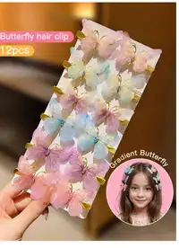 6/12pcs Cute Butterfly Shaped Gradient Color Hair Clip With Thin Gauze