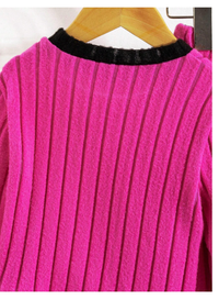 2pcs/Set Young Girl Colorblock Ribbed Fabric Top And Side Colorblock Pants Set Carousel 4
