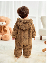 Newborn Baby Boy/Girl Cozy Hooded Fleece Romper Suit