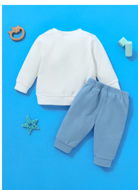  Newborn Baby Casual Cute Funny Colorful Cartoon Monster Graphic Round Neck Long Sleeve Top And Pants