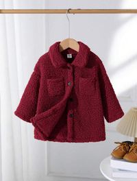 Baby Girl Plush Turndown Collar Mid-Length Winter Coat
