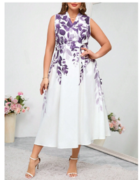 Floral Print Sleeveless Plus Size Dress Carousel 3