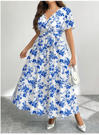  Floral Print Loose Plus Size Dress