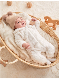 Newborn Baby Boy Cute Hooded Fleece Romper