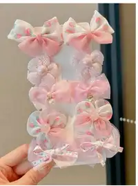 10pcs Cute Floral Bow Cartoon Hair Clips For Little Girls, Sweet And Adorable, Packaged Without Card