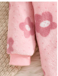Baby Girl Pink Casual Floral Comfortable Warm Long Sleeve Jumpsuit For Fall & Winter