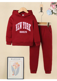  Young Girls Letter Print Minimalist Hoodie Sweatshirt And Pants Casual 2 Pieces Set Carousel 5