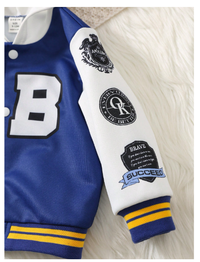 2pcs/Set Baby Girl/Boy Letter Print Contrast Color Hoodie Jacket And Jogger Pants Set Carousel 3