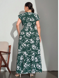 Plus Size V-Neck Cap Sleeve High Waist Dress Carousel 2