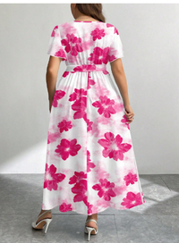 Floral Print Loose Fit Plus Size Dress Carousel 1
