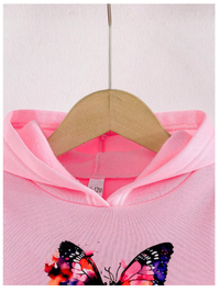 Baby Girls' Butterfly Printed Fashionable Long Sleeve Sweatshirt And Casual Pants Warm Outfit