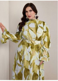 Plus Size Elegant Long Dress With Tie-Dye Pattern Carousel 4