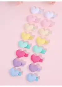 16pcs Macaron Hair Clips For Toddler Girls Adorable Candy Color Heart Shape Hairpins 