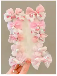 10pcs Cute Floral Bow Cartoon Hair Clips For Little Girls, Sweet And Adorable, Packaged Without Card