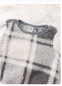 2pcs Baby Boy Plaid Flannel Collar Long Sleeve Sleepwear Set