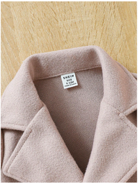 Baby Boys Fashionable Double-Breasted Oatmeal Gray Lapel Long Overcoat