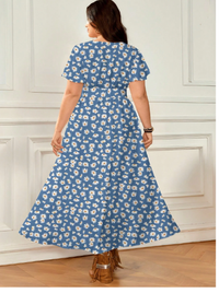 Casual Retro Floral Pattern Loose Plus Size Dress Carousel 3