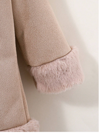 Baby Girl Fashion Contrast Fuzzy Panel Coat