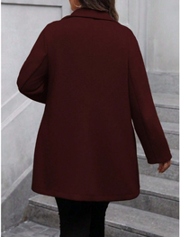  Plus Size Women's Solid Color Long Sleeve Single-Breasted Lapel Casual Overcoat Carousel 1