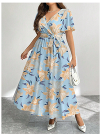 Floral Print Loose Plus Size Dress