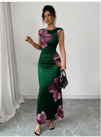Round Neck Sleeveless Floral Print Minimalist Elegant Women Dress Carousel 2