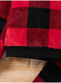 Young Girl Plaid Round Neck Long Sleeve Top And Pants 2 Pieces Casual Set