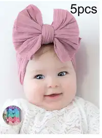 5pcs Cute Bow Headbands, Seamless Nylon Baby Hair Accessories Carousel 2