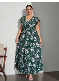 Plus Size V-Neck Cap Sleeve High Waist Dress Carousel 6