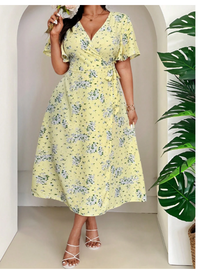 Women Solid Color Simple Plus Size Dress Maxi Women Outfit