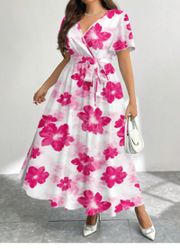 Floral Print Loose Fit Plus Size Dress Carousel 2
