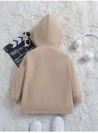Young Boy Flap Pocket Fuzzy Trim Hooded Thermal Lined Zipper Front Coat Carousel 1