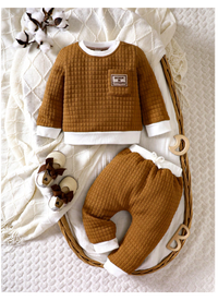Baby Boy Letter Patched Detail Contrast Trim Sweatshirt & Sweatpants
