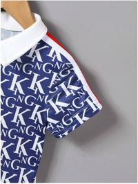 Baby Boy Summer Letter Print Short Sleeve Polo Shirt And Shorts Casual Outfit