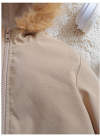 Young Boy Flap Pocket Fuzzy Trim Hooded Thermal Lined Zipper Front Coat Carousel 4