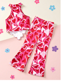 Young Girl Fashionable Sweetheart Halter Neck Top With Flare Pants Carousel 1