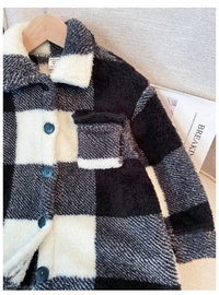 Young Girl Fall/Winter Clothes Young Girl Double-Faced Black & White Checkered Long Sleeve Carousel 5