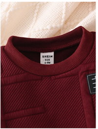 Baby Girl Letter Jacquard Sweatshirt & Pants Set